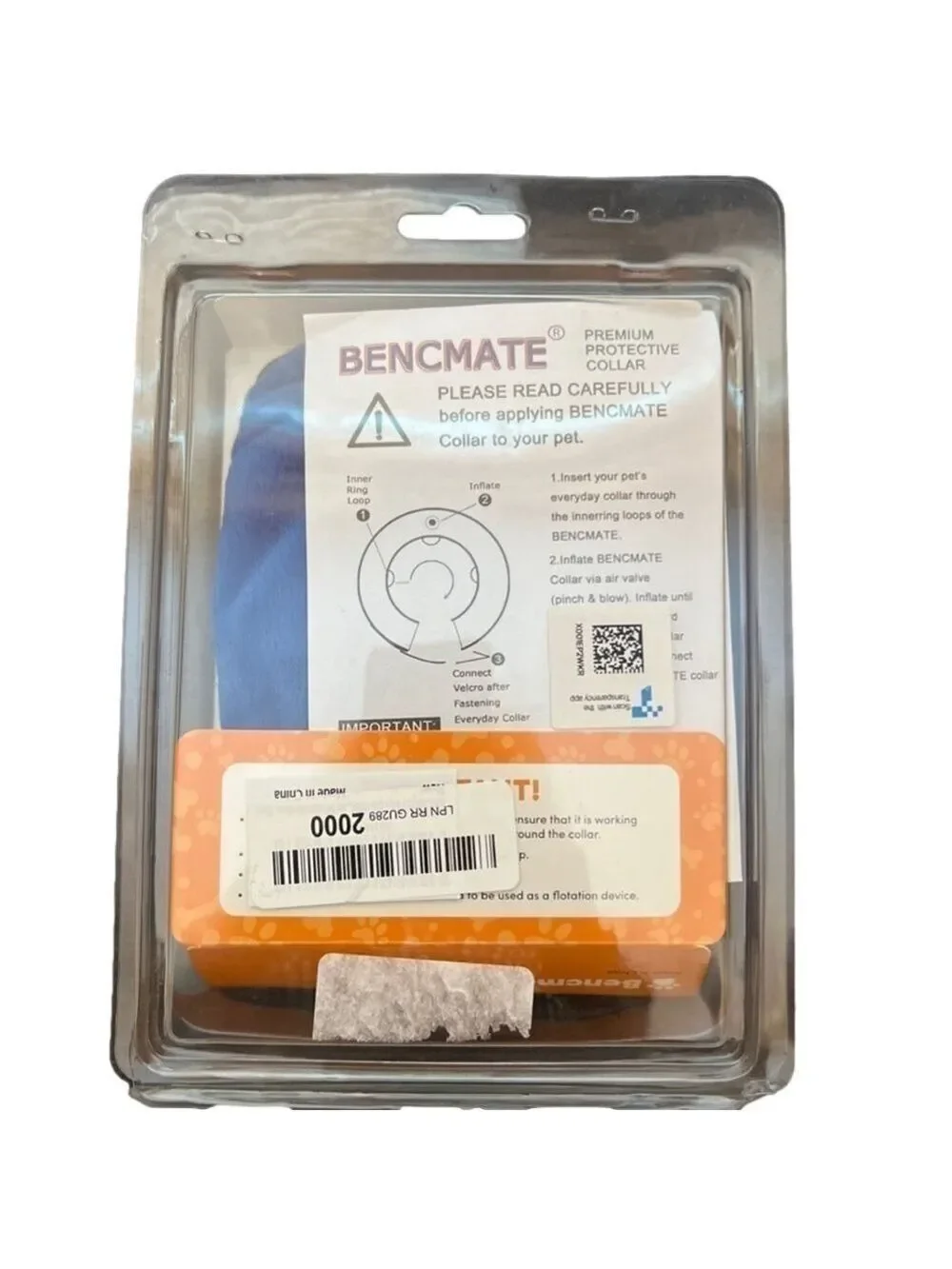 New Bencmate Inflatable Collar for Dogs & Cats. Size Medium